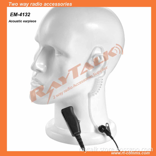 Acoustic Tube Earpiece for Two Way Radio With Large Lapel PTT